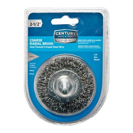 Century Drill & Tool Century Drill Drill Radial Wire Brush 2-1/2" Dia. Steel Crimped 76421